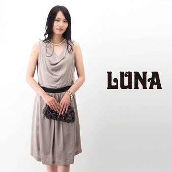 【OUTLET】LUNA ルナ レディース ウエストリボンサテンワンピース［F-5220］【SS】【返品交換不可】