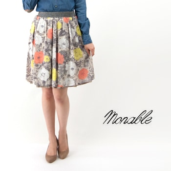 【OUTLET】Monable モナブル レディース リバーシブルフラワープリントスカート［U-2426］【SS】【返品交換不可】