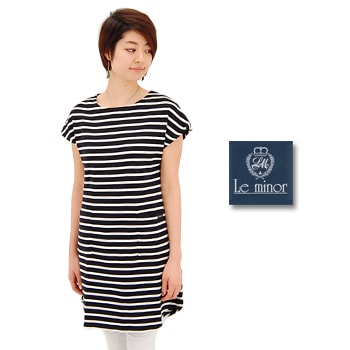 OUTLET】Le minor ルミノア レディース A/W ボーダーワンピース S/S  
