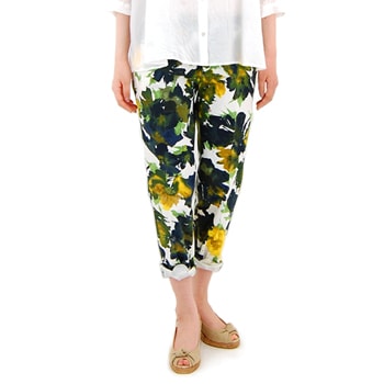 【OUTLET】PARLMASEL パールマシェール レディース 花柄プリントストレッチパンツ［L-9426］【SS】【返品交換不可】