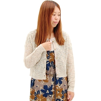 【OUTLET】arcatere アルキャトル スラブニット透かし編みカーディガン［O-0915］