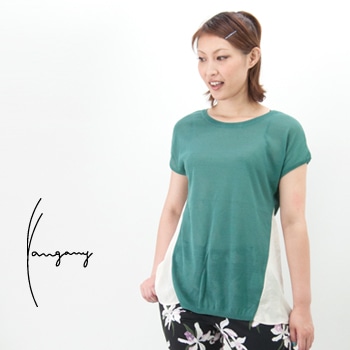 【OUTLET】yangany ヤンガニー レディース ニット/布帛切替チュニック［F-5276］【SS】【返品交換不可】