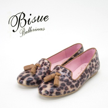 【OUTLET】BISUE ビスエ レディース タッセル付きレオパードコーティングフラットシューズ［33216LPB］【SS】【返品交換不可】