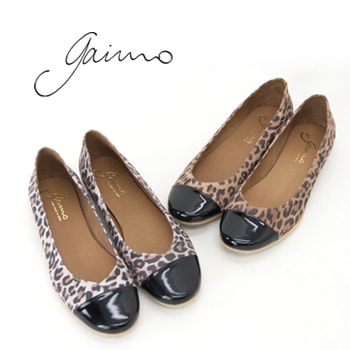 【OUTLET】GAIMO ガイモ レディース フラットソール レオパード柄 パンプス［SHE89］【FW】【返品交換不可】