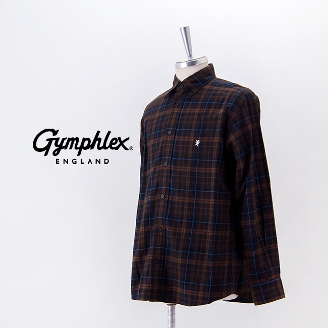 Gymphlex ジムフレックス メンズ ツイルチェック 長袖ボタンダウン 