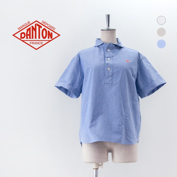 DANTON ダントン レディース 丸襟 半袖プルオーバーシャツ SOLID［DT