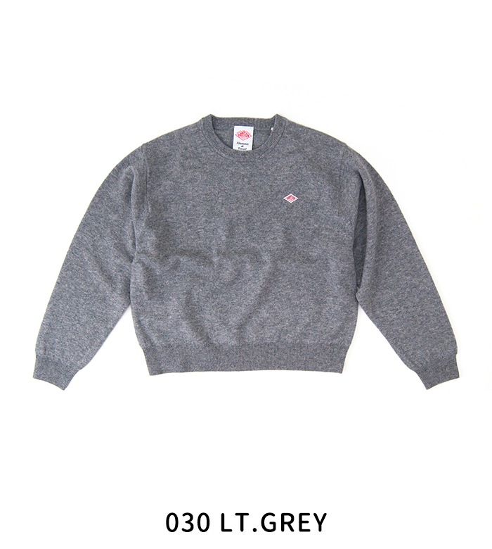 【新品】DANTON ダントン グレー 灰色 ウール ニット セーター 36 DANTON ダントン レディース ラムウール クルーネックニットプル