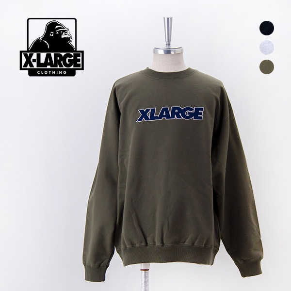 エクストララージ(XLARGE)スタンダード ロゴ クルーネック スウェットシャツ 101253012001-OLIVE(Me… XLARGE エクストララージ メンズ スタンダードロゴ クルーネック