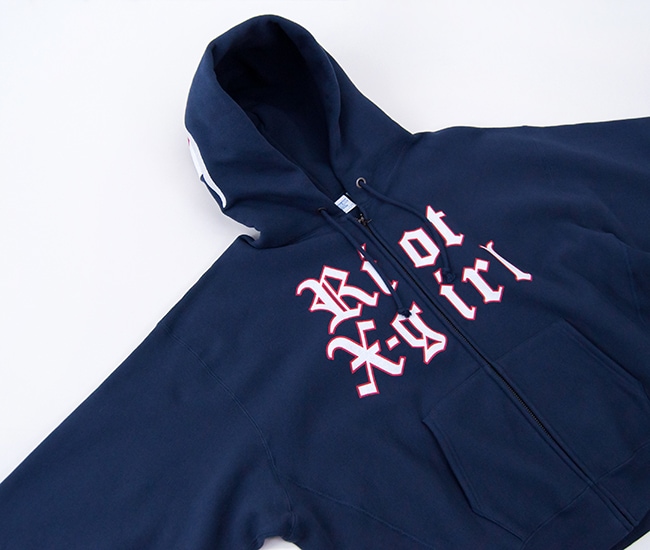 X-girl チャンピオン ネイビー パーカー X-girl（エックスガール）の「X-girl x Champion REVERSE WEAVE R LOGO