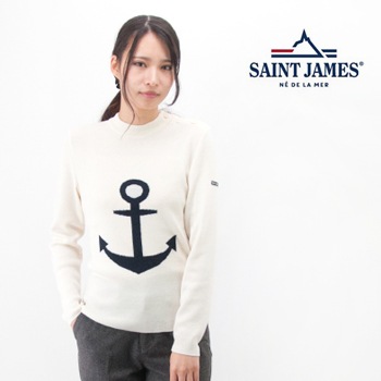 SAINT JAMES セントジェームス レディース アンカー柄肩ボタンニット