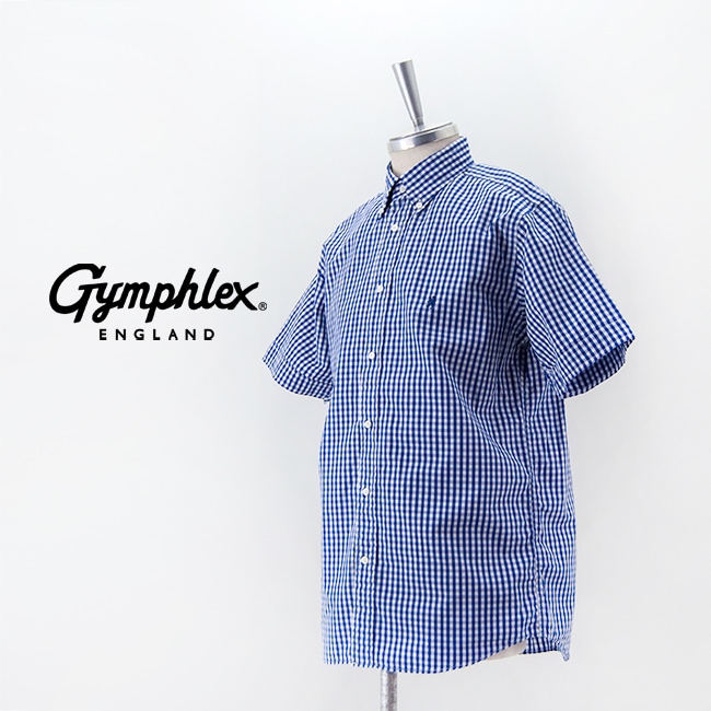 Gymphlex ジムフレックス メンズ 半袖 ボタンダウン ギンガムチェック