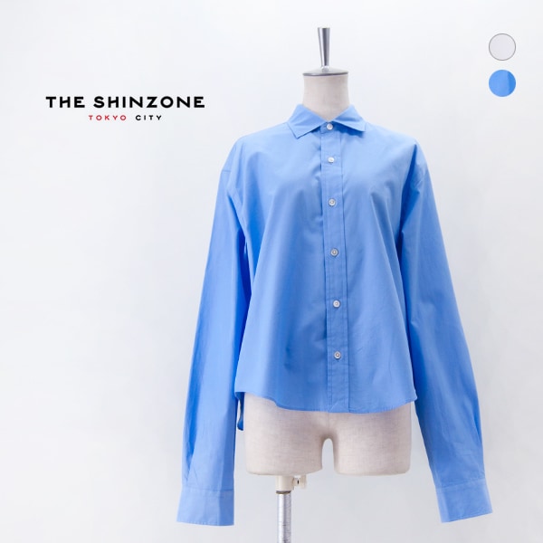 THE SHINZONE シンゾーン SHORT PECK SHIRT BLUE