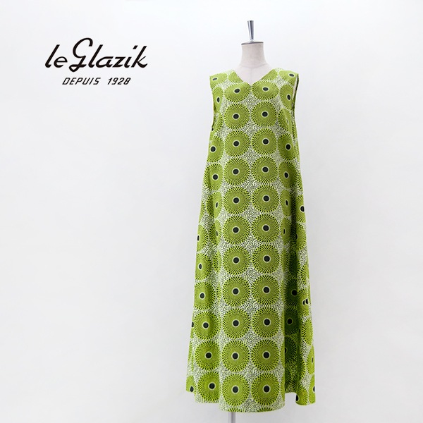 【未使用品】ルグラジック バティック Vネックフレアワンピース SOLDOUT】Le glazik ル グラジック レディース バティック Vネック