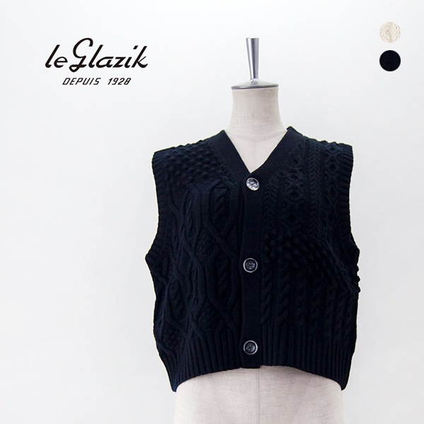 SOLDOUT】Le glazik ル グラジック レディース Vネック ケーブルニット