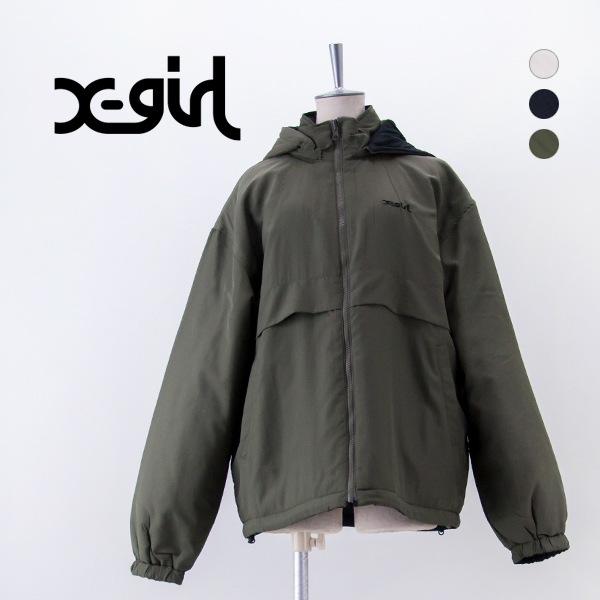 りゆ丸様、ジャケットのみ X-girl エックスガール レディース フェイスパッチ リバーシブル