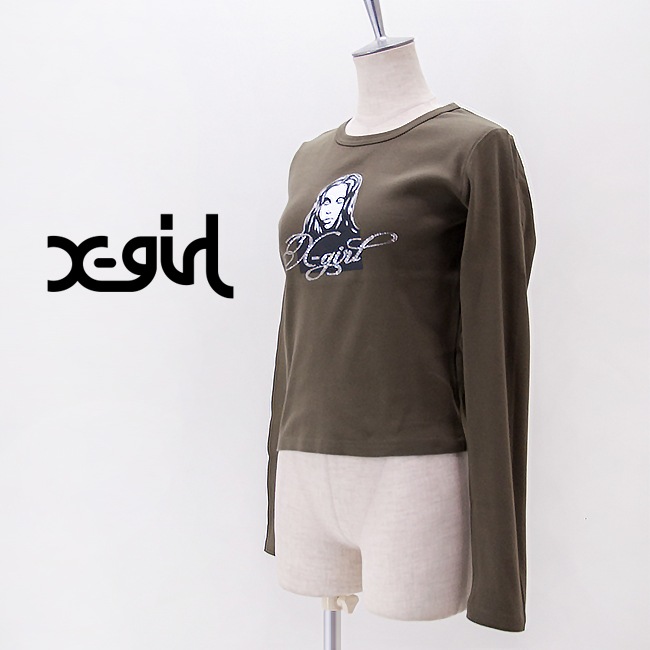 X-girl ブラック・ゴールド会員限定ラインストーンTシャツ SOLDOUT】X-girl エックスガール レディース ラインストーンロゴ