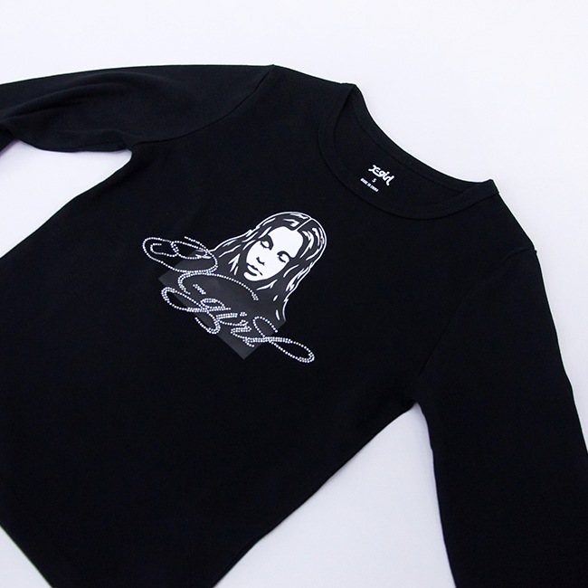 X-girl ブラック・ゴールド会員限定ラインストーンTシャツ SOLDOUT】X-girl エックスガール レディース ラインストーンロゴ