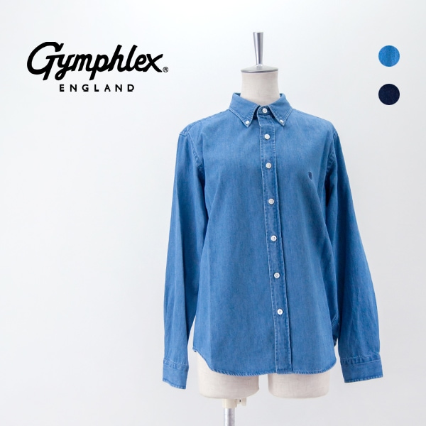 Gymphlex ジムフレックス レディース ライトデニム 長袖ボタンダウン