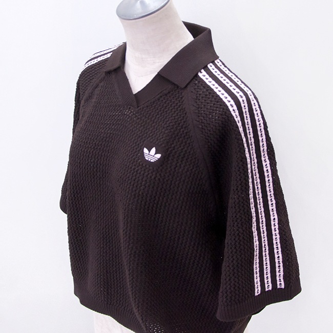 adidas ニットポロシャツ XL SOLDOUT】adidas アディダス レディース ニット かぎ針編み ポロ