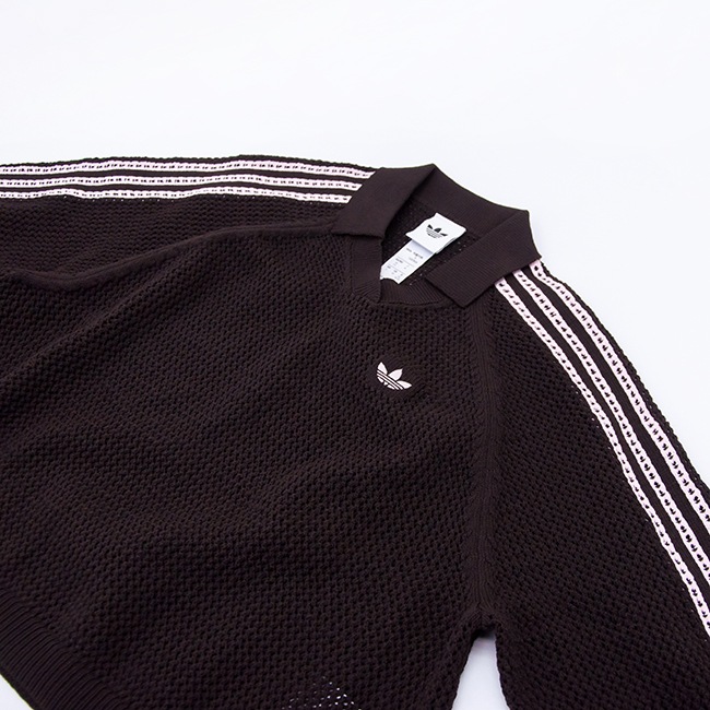 adidas ニットポロシャツ XL SOLDOUT】adidas アディダス レディース ニット かぎ針編み ポロ