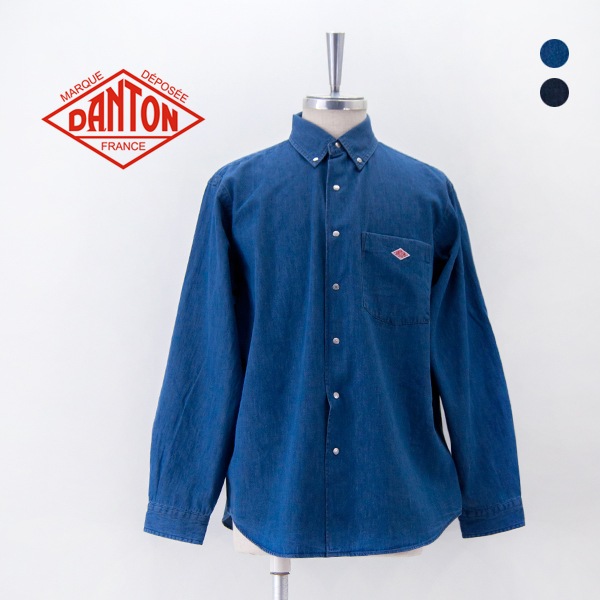 DANTON ダントン メンズ ダンガリー 長袖ボタンダウンシャツ［DT