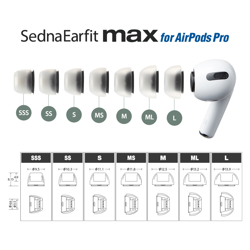 AZLA SednaEarfit MAX for AirPods Pro [イヤーピース 3サイズ 各左右1