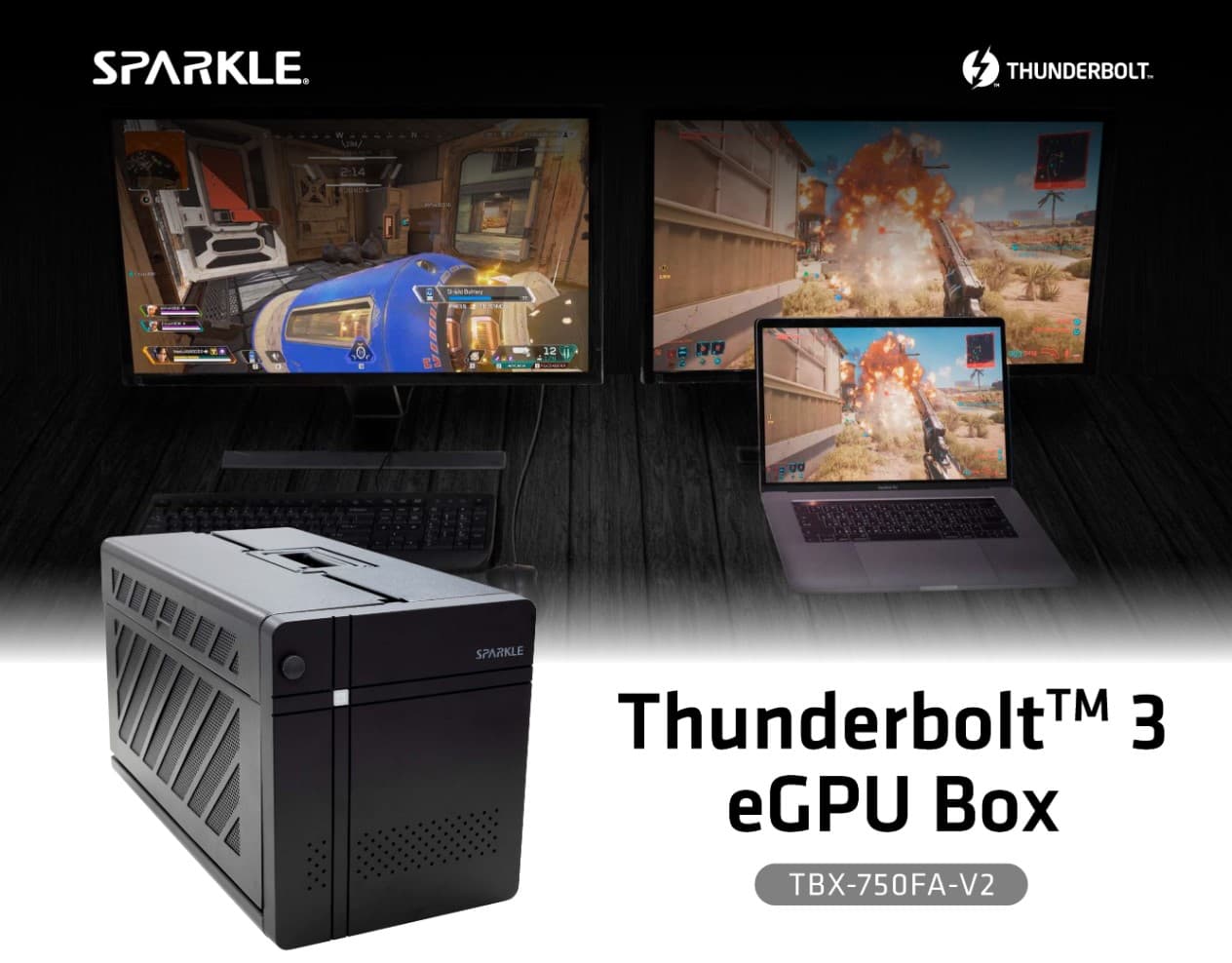 Sparkle TBX-750FA V2 eGPU ���դ�GPU�ܥå��� Thunderbolt 3 PCIe 3.0 x16 750W�Ÿ� ����500W���� ����ե��å��ܡ����б� USB��LAN��� Mac/Windows�б�