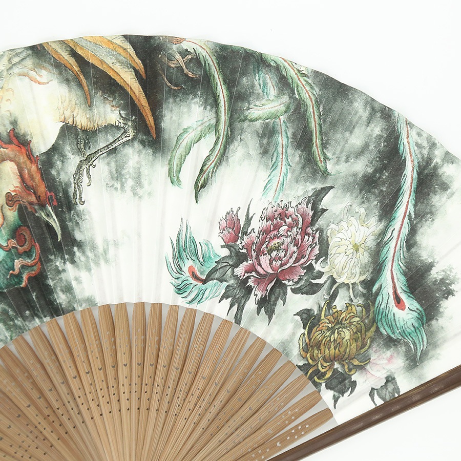 扇子 木彫刻師仏画師菊池侊藍 鳳凰画「花霞」