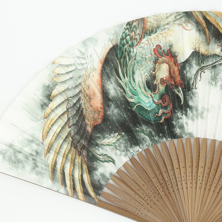 扇子 木彫刻師仏画師菊池侊藍 鳳凰画「花霞」