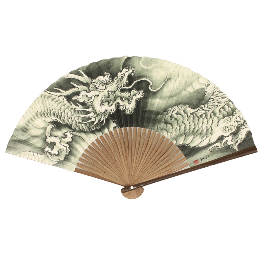 扇子 木彫刻師仏画師 菊池侊藍 龍画「青嵐」