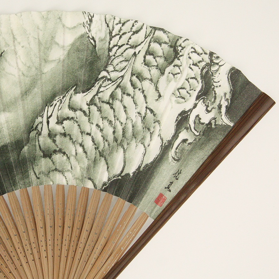 扇子 木彫刻師仏画師 菊池侊藍 龍画「青嵐」