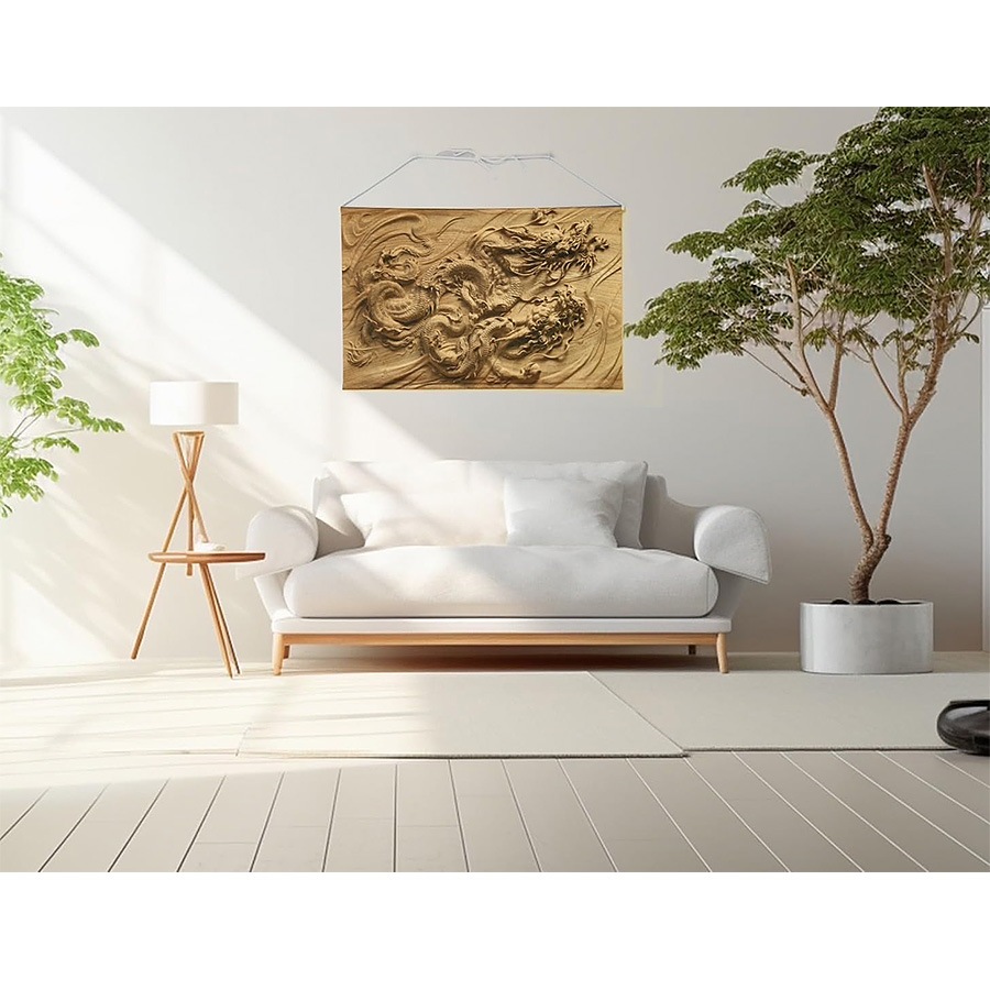 タペストリー 菊池侊藍制作龍彫刻「双龍」