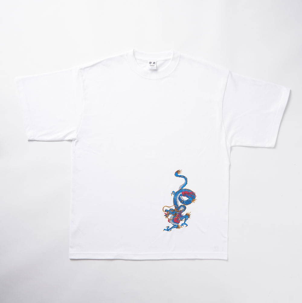 来迎龍(青龍) プリント Tシャツ(ホワイト)
