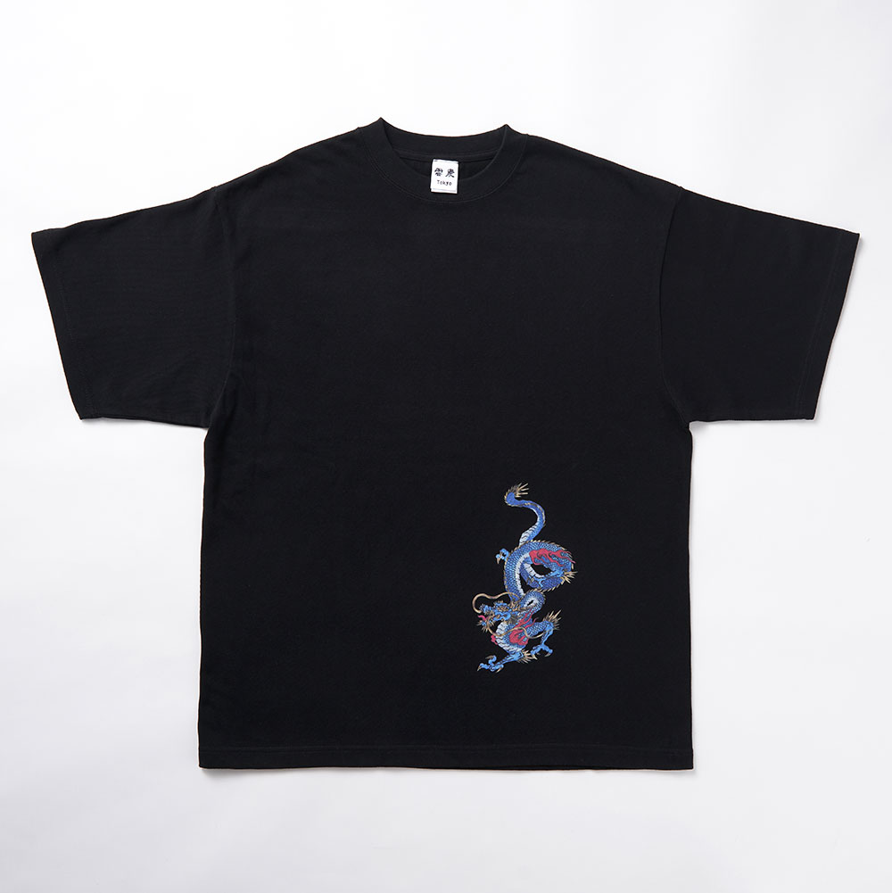 来迎龍(青龍) プリント Tシャツ(ブラック)