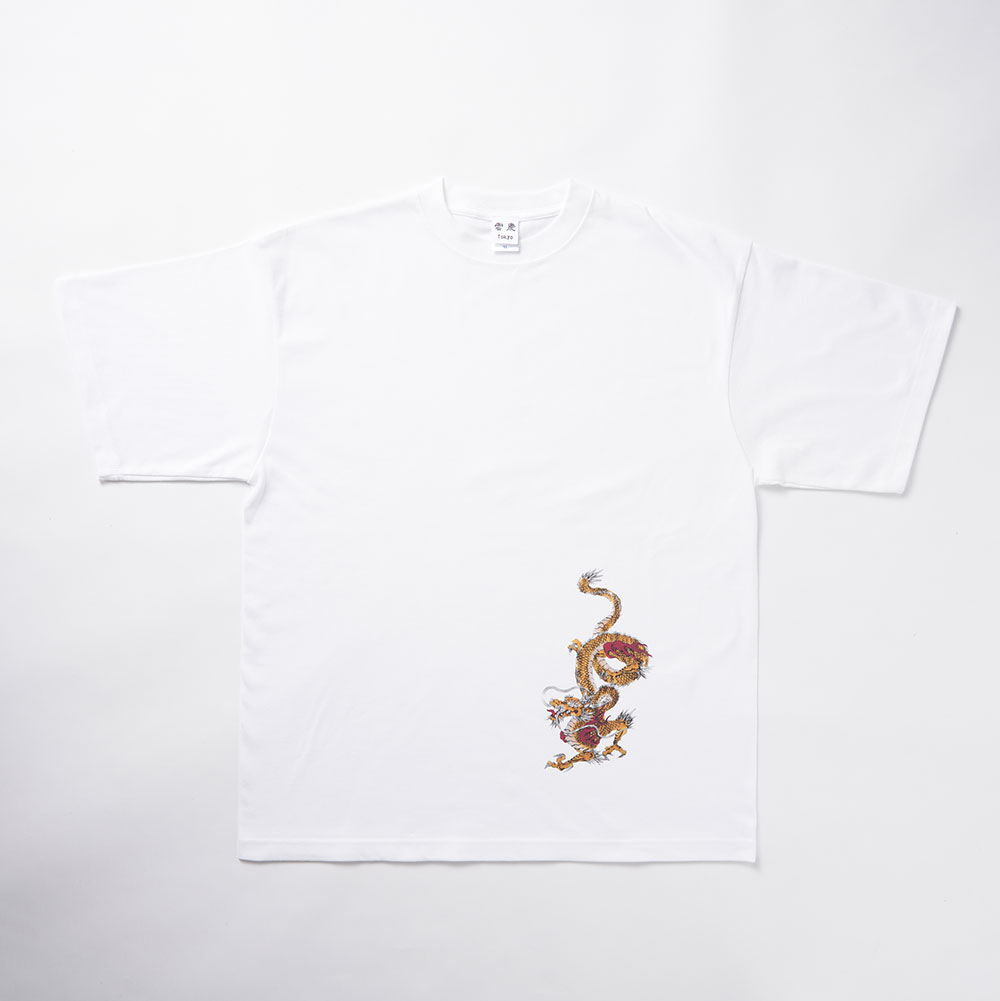 来迎龍(金龍) プリント Tシャツ(ホワイト)