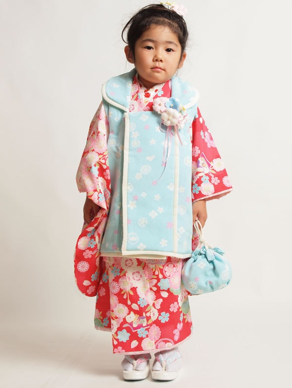 409ag27◎七五三 三歳 女児 被布フルセット ポンポネット◎未使用品 送料無料||往復送料無料|【レンタル七五三】【pom ponette