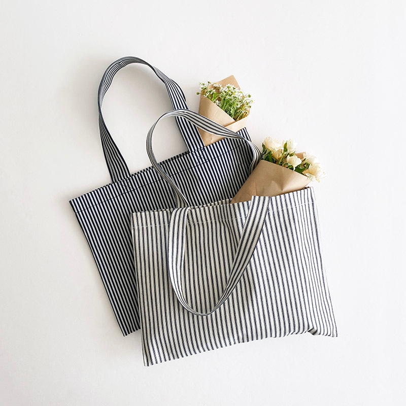 半額以下で買えるクーポン特集 CINQ サンク ストライプトートバッグ コットン｜【Unmaison バッグ
