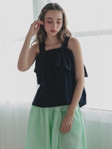 UNMINOU　アンミヌ　フリルストラップトップス　トップス フリルストラップトップス(NAVY) | すべての商品 | UN MINOU