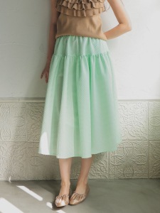 アンミヌ　ラウンドフリルネックチュニック （MINT GREEN) ラウンドフリルネックチュニック(MINTGREEN) | すべての商品