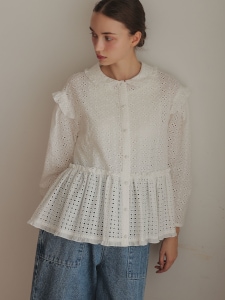 エンブロイダリーレースブラウス(WHITE) | TOPS | UN MINOU