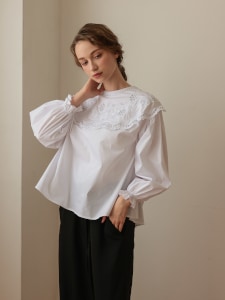 今季　アンミヌ UNMINOU ブロッサムカラーブラウス ブロッサムカラーブラウス(WHITE) | すべての商品 | UN MINOU