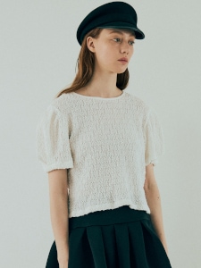 Textured Puff Tops(WHITE) 