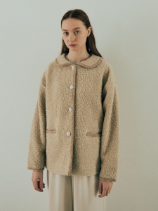 Round Collar Boucl��� Jacket(BEIGE)