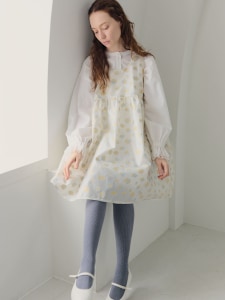 Sheer Flower Jumper Dress(CREAM)