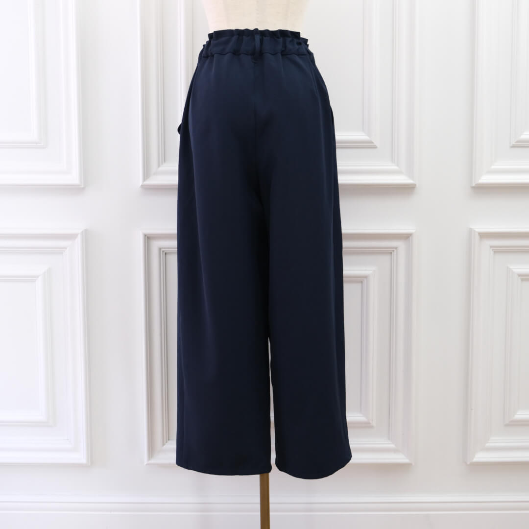 Smooth Tuck Pearl Pants(NAVY)