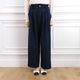 Smooth Tuck Pearl Pants(NAVY)