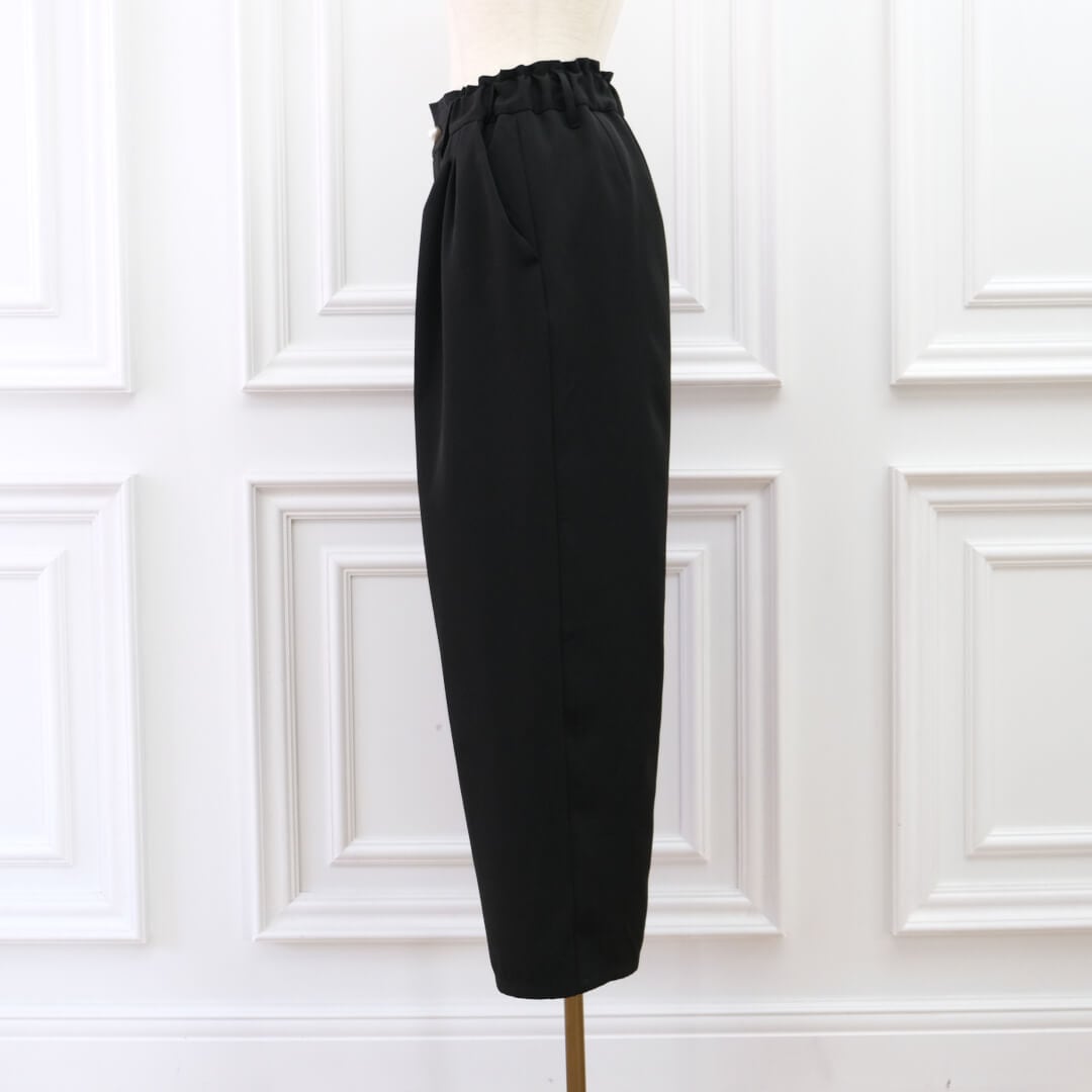 Smooth Tuck Pearl Pants(BLACK)