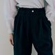 Smooth Tuck Pearl Pants(BLACK)