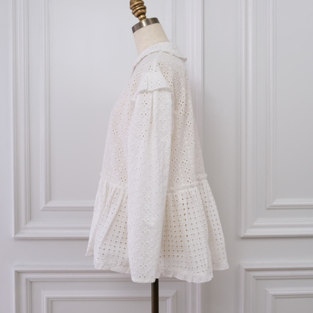 エンブロイダリーレースブラウス(WHITE) | TOPS | UN MINOU