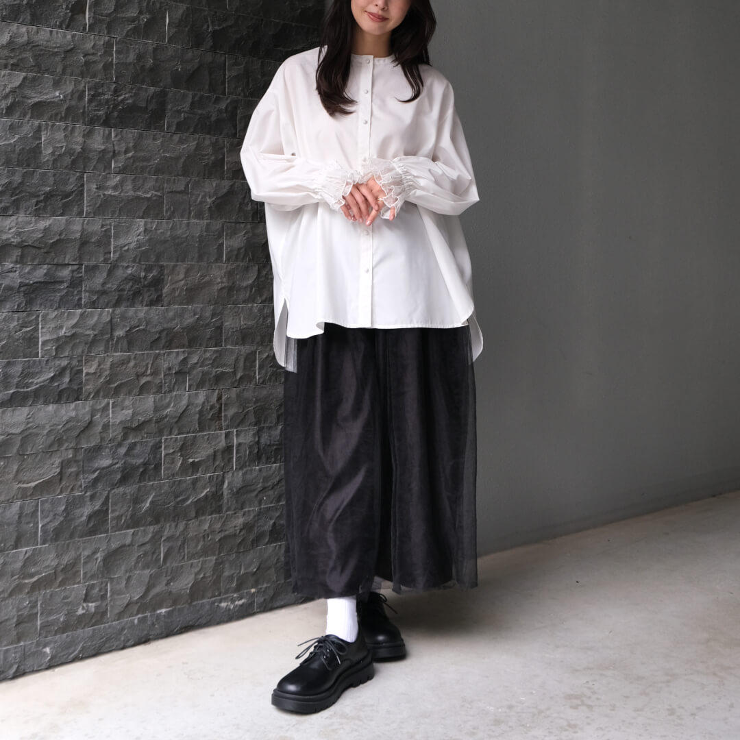 Lace Frill Cuff Blouse(WHITE)